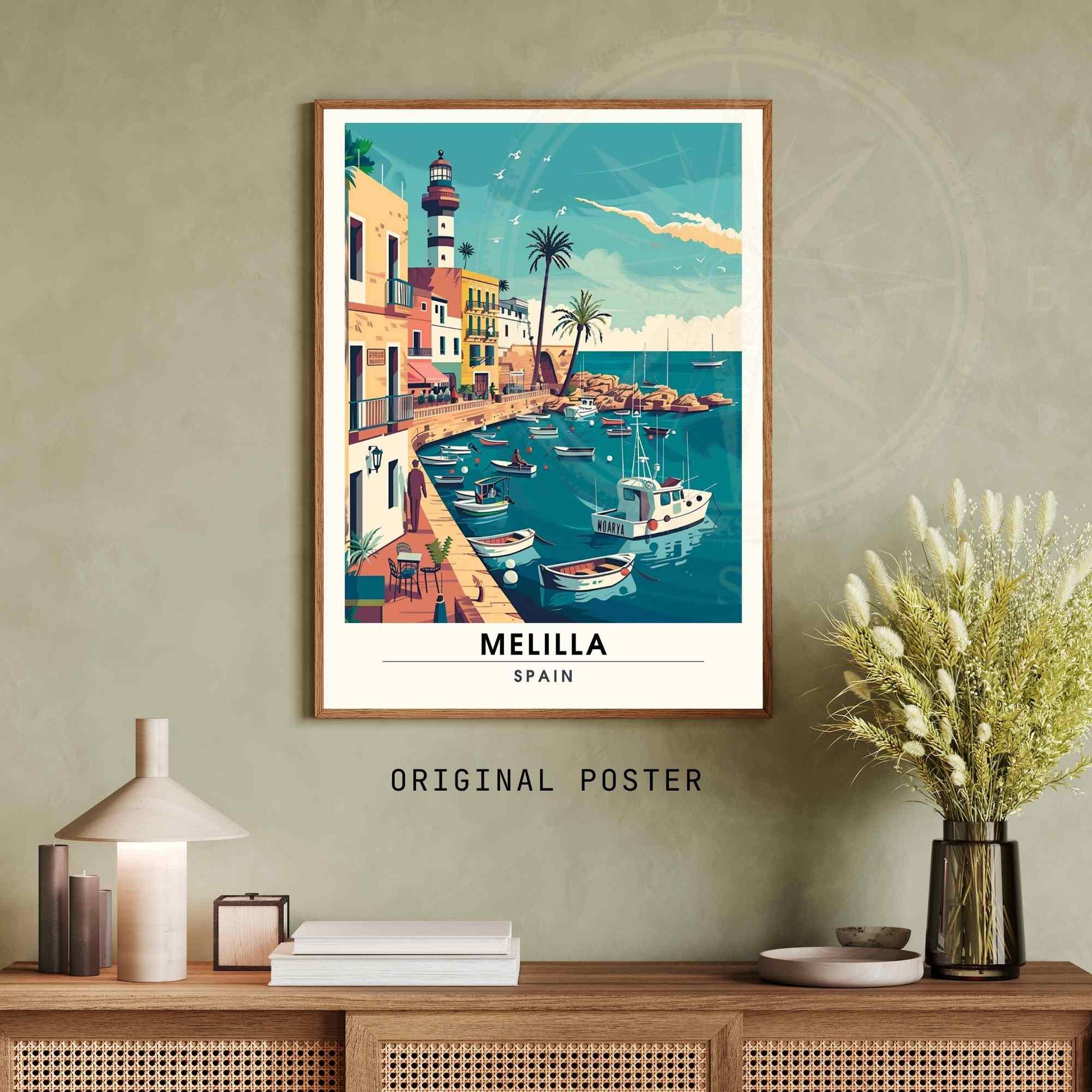 Affiche Melilla, Espagne | Affiche e voyage Melilla | Vue sur le port de Melilla