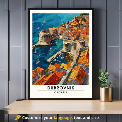 Affiche Dubrovnik, Croatie | Affiche e voyage Dubrovnik | impression Croatie