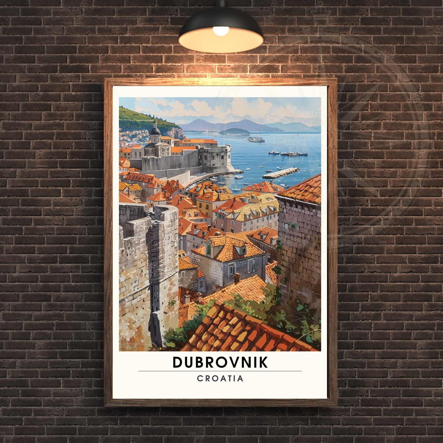 Affiche Dubrovnik, Croatie | Affiche e voyage Dubrovnik | Vue de ciel sur Dubrovnik