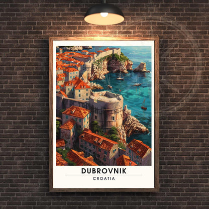 Affiche Dubrovnik, Croatie | Affiche e voyage Dubrovnik | Dubrovnik vue de ciel