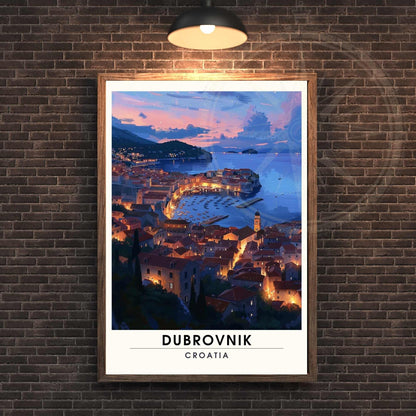 Affiche Dubrovnik, Croatie | Affiche e voyage Dubrovnik | un soir à Dubrovnik