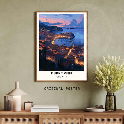 Affiche Dubrovnik, Croatie | Affiche e voyage Dubrovnik | un soir à Dubrovnik