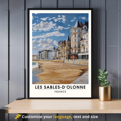 Affiche Les Sables-d'Olonne | Affiche de voyage Les Sables-d'Olonne, France - Vue sur la plage