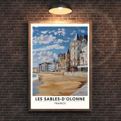 Affiche Les Sables-d'Olonne | Affiche de voyage Les Sables-d'Olonne, France - Vue sur la plage