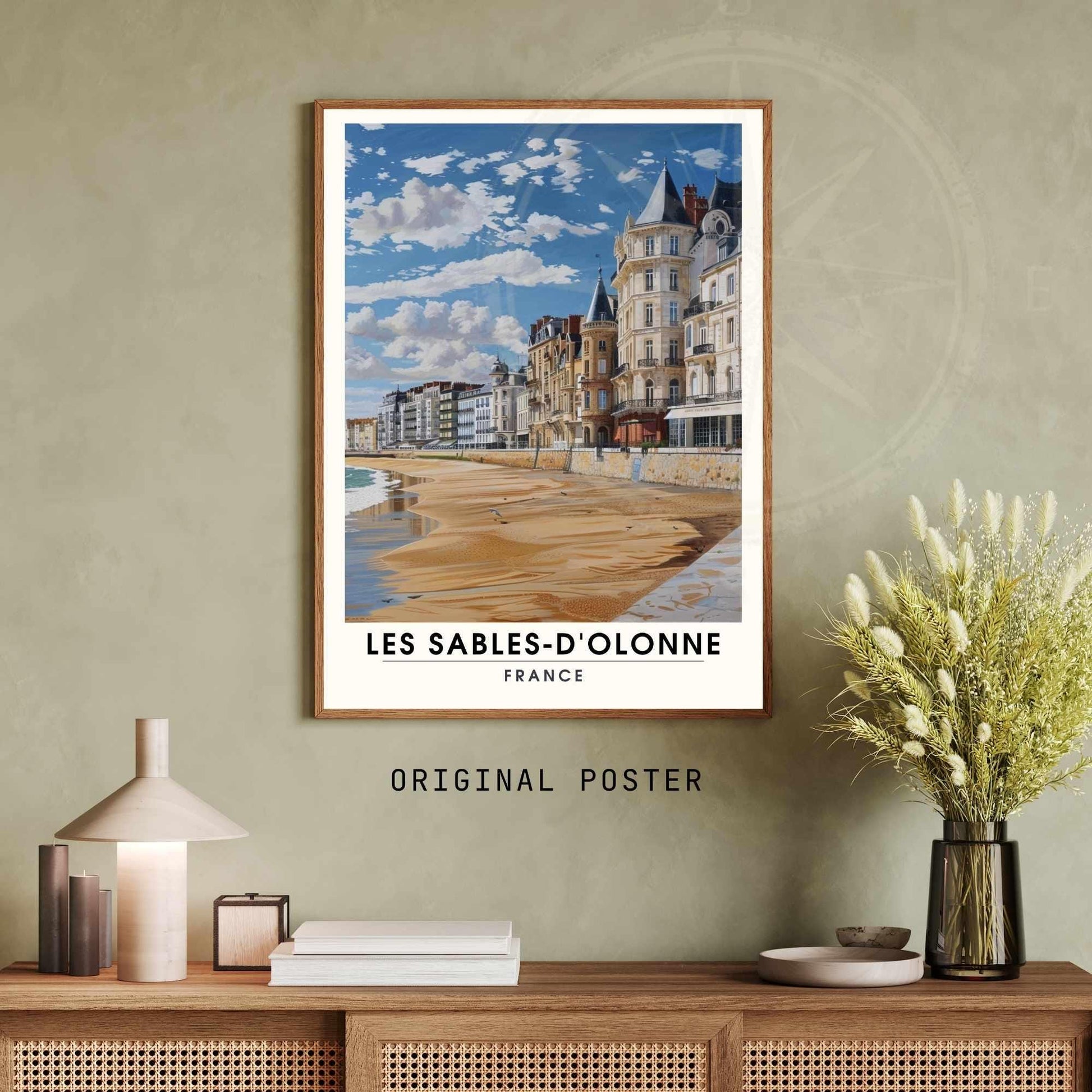 Affiche Les Sables-d'Olonne | Affiche de voyage Les Sables-d'Olonne, France - Vue sur la plage