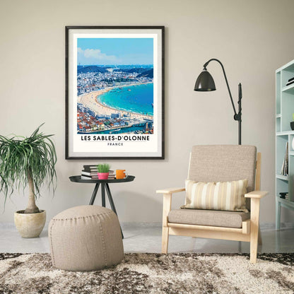 Affiche Les Sables-d'Olonne | Affiche de voyage Les Sables-d'Olonne, France - La plage