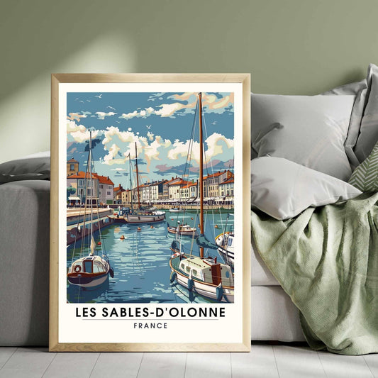 Affiche Les Sables-d'Olonne | Affiche de voyage Les Sables-d'Olonne, France - Vue sur le port