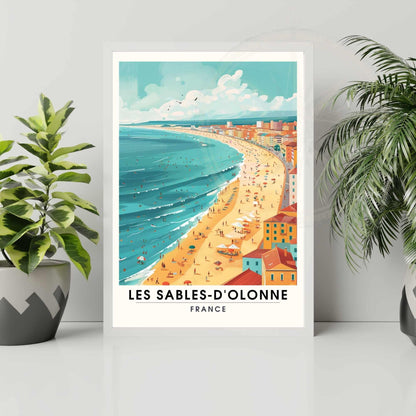 Affiche Les Sables-d'Olonne | Affiche de voyage Les Sables-d'Olonne, France - La plage vue de ciel