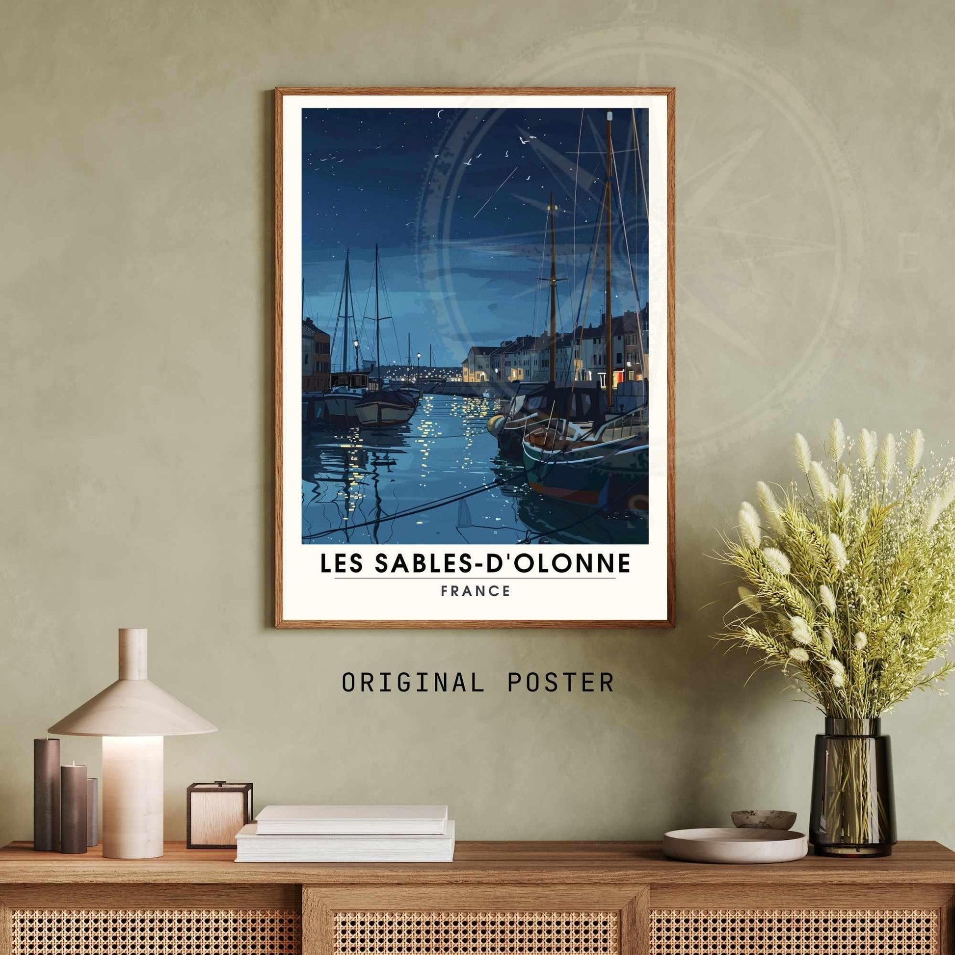 Affiche Les Sables-d'Olonne | Affiche de voyage Les Sables-d'Olonne, France - La nuit