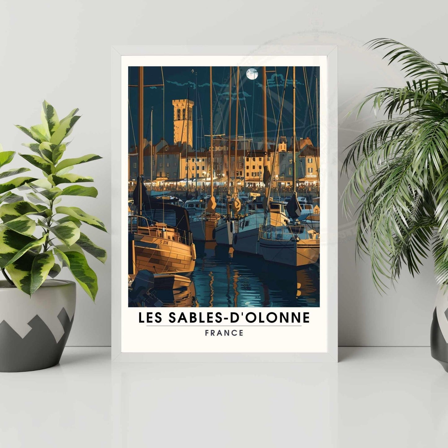 Affiche Les Sables-d'Olonne | Affiche de voyage Les Sables-d'Olonne, France - Voyage nocturne