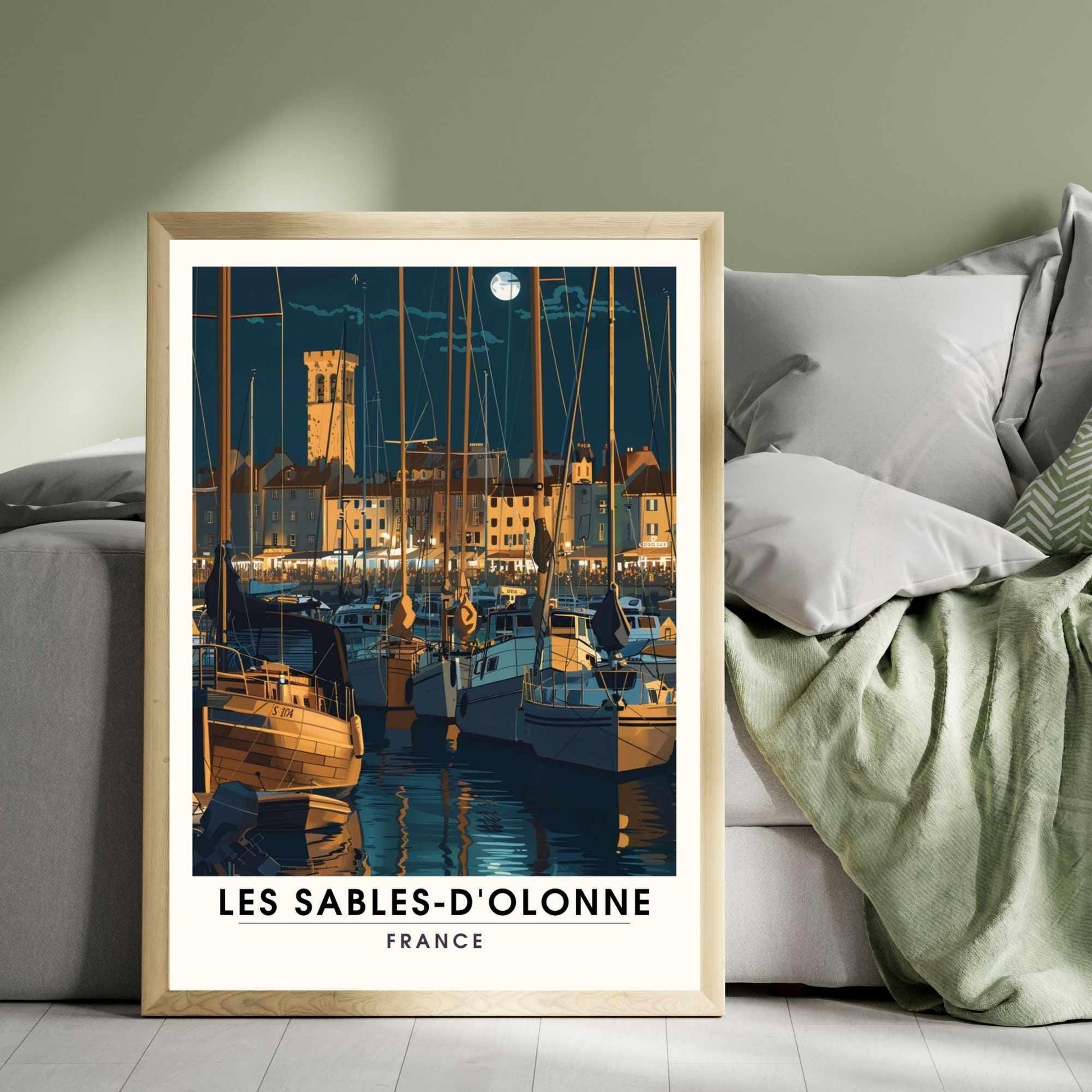 Affiche Les Sables-d'Olonne | Affiche de voyage Les Sables-d'Olonne, France - Voyage nocturne