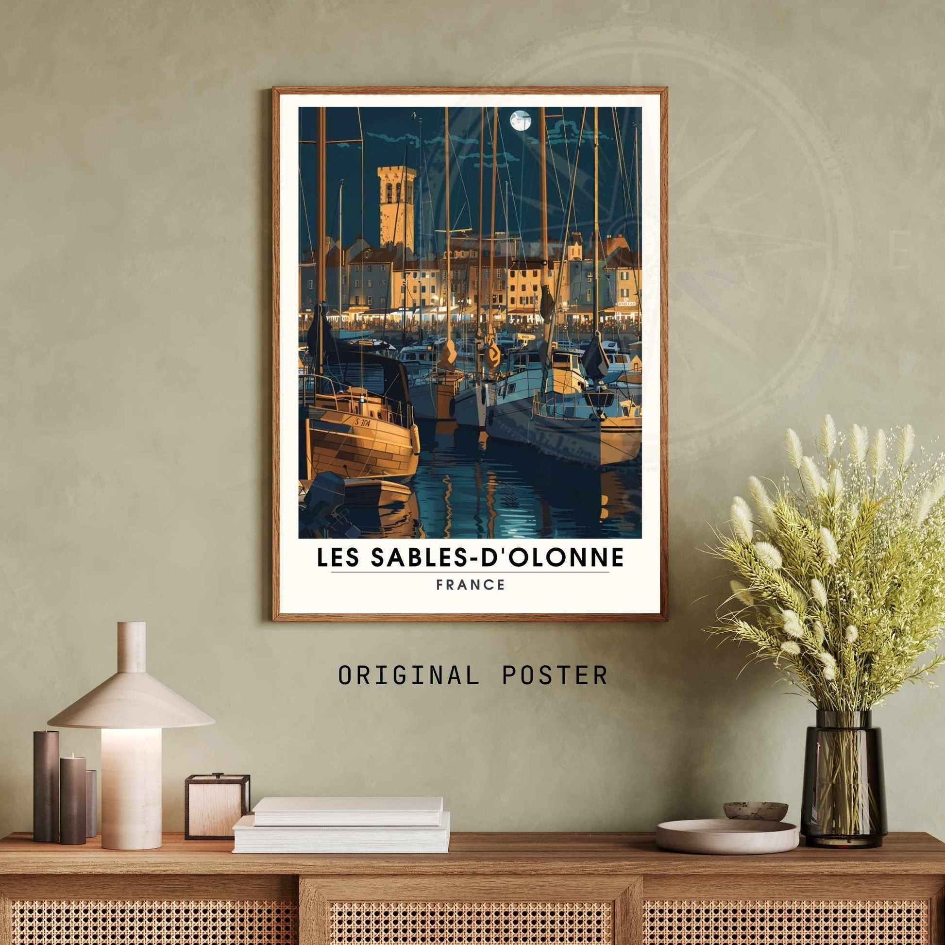 Affiche Les Sables-d'Olonne | Affiche de voyage Les Sables-d'Olonne, France - Voyage nocturne