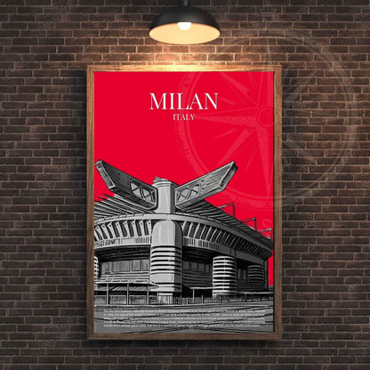 Affiche Milan, Italie | Affiche stade de San Siro | Impression de voyage Milan