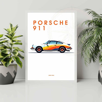 impression Porsche 911 | Affiche Porsche 911 | Impression voiture - Ton blanc