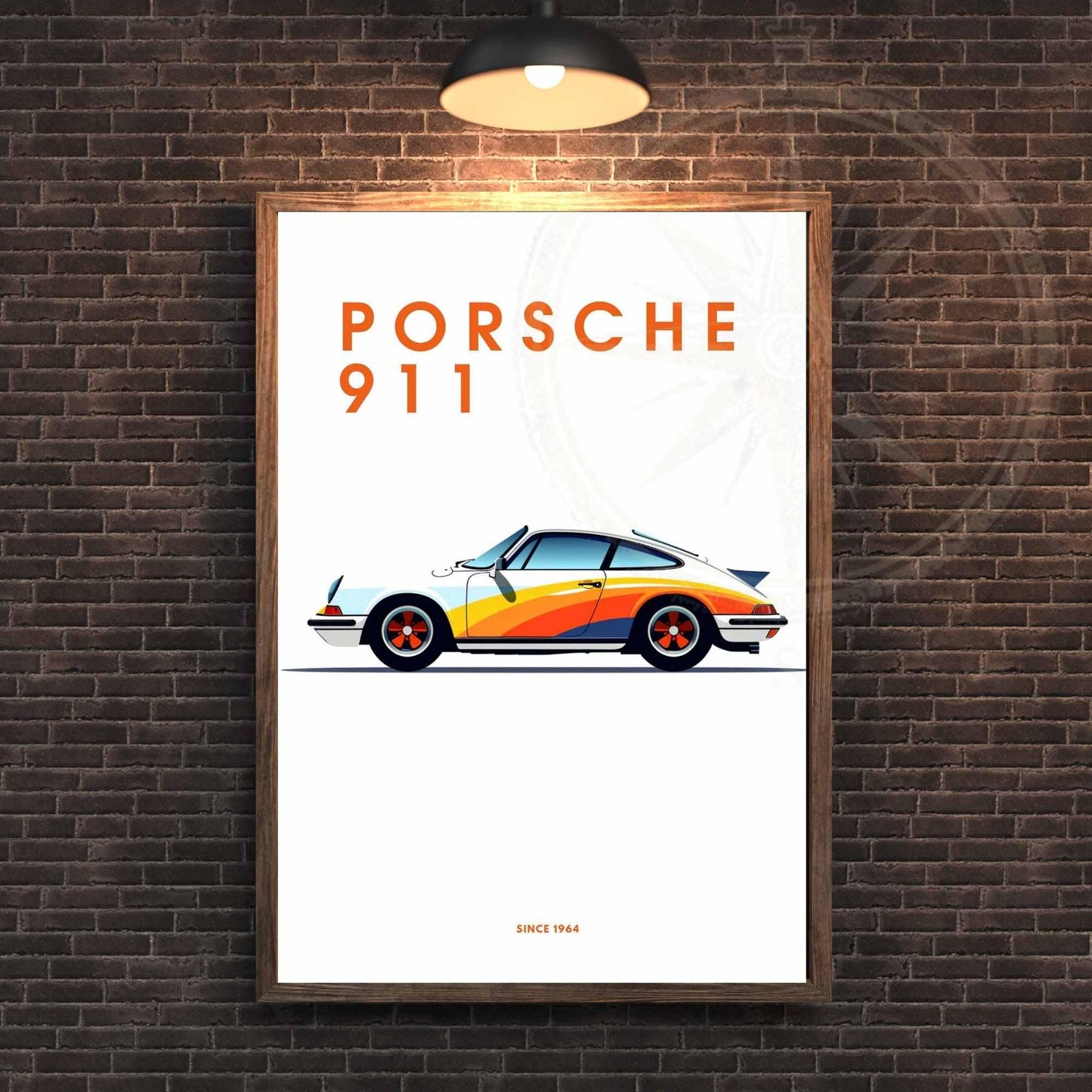 impression Porsche 911 | Affiche Porsche 911 | Impression voiture - Ton blanc