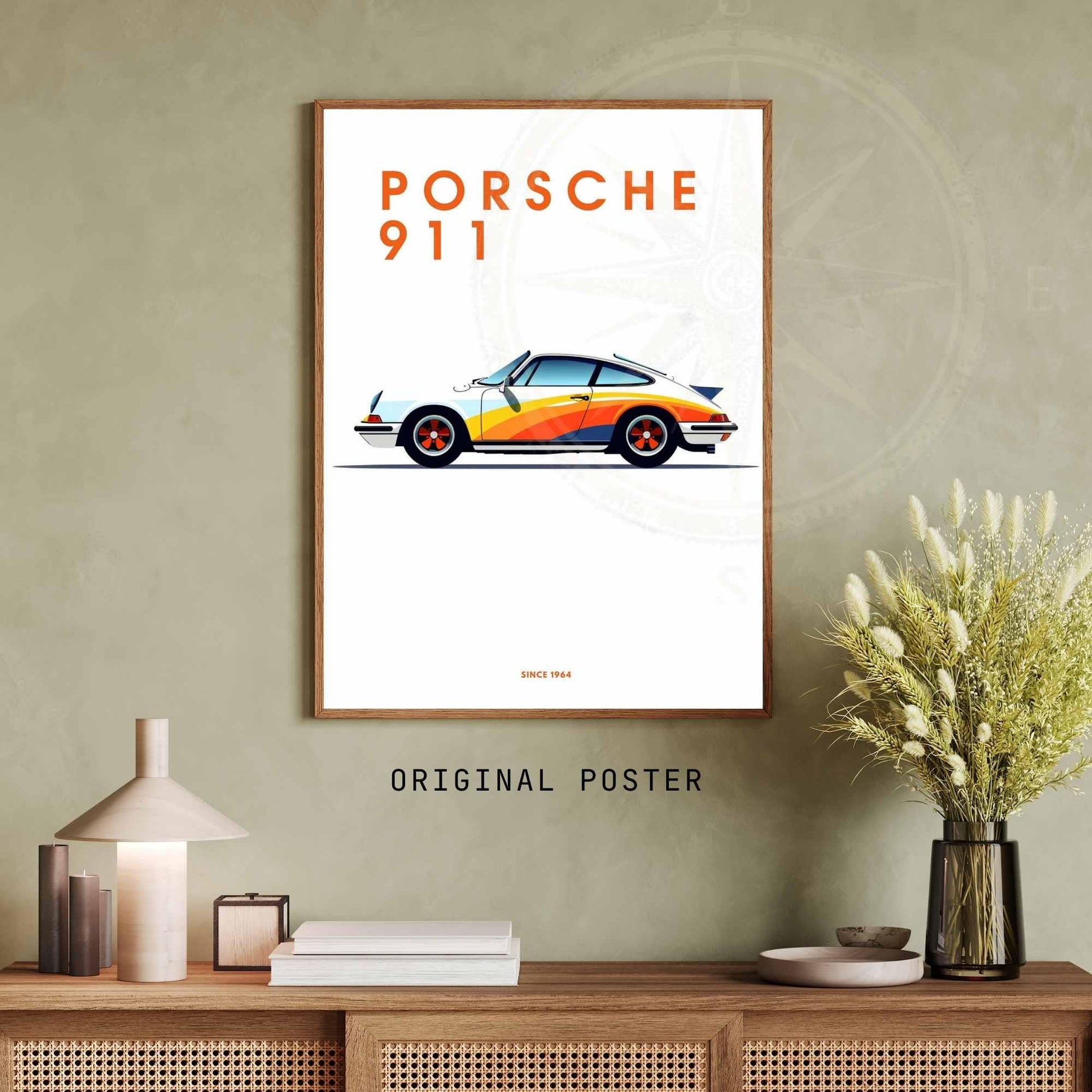 impression Porsche 911 | Affiche Porsche 911 | Impression voiture - Ton blanc