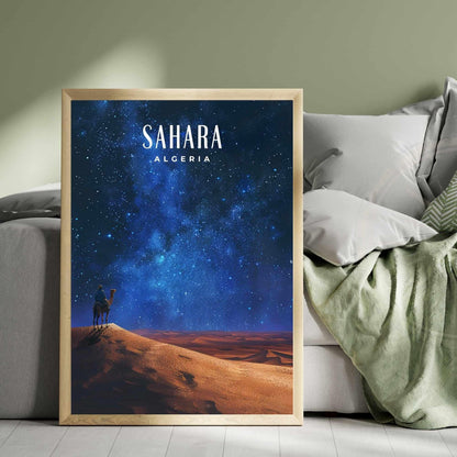 Affiche Sahara, Algérie | Affiche de voyage Algérie - une nuit dans le désert Algérien