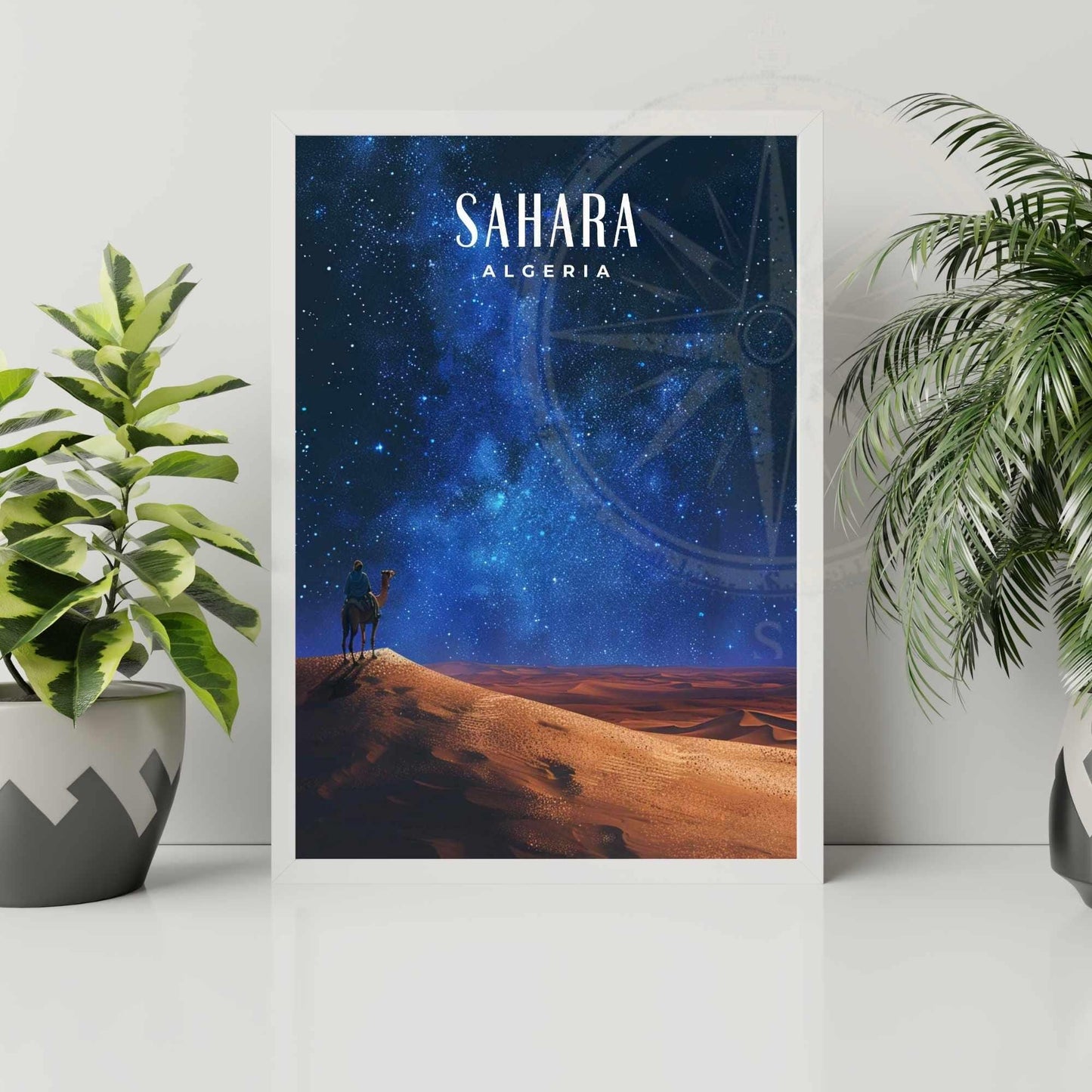 Affiche Sahara, Algérie | Affiche de voyage Algérie - une nuit dans le désert Algérien