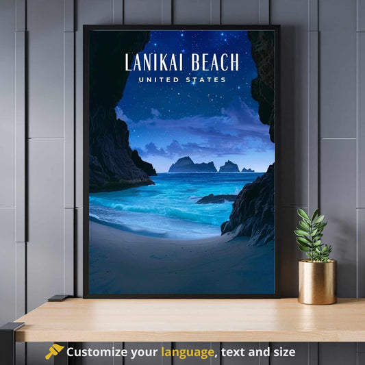 Affiche Lanikai Beach, Hawaï | Impression de voyage Lanikai Beach | Affiche Hawaï