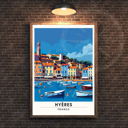 Affiche Hyères, France - Impression de voyage Hyères - Port de Hyères