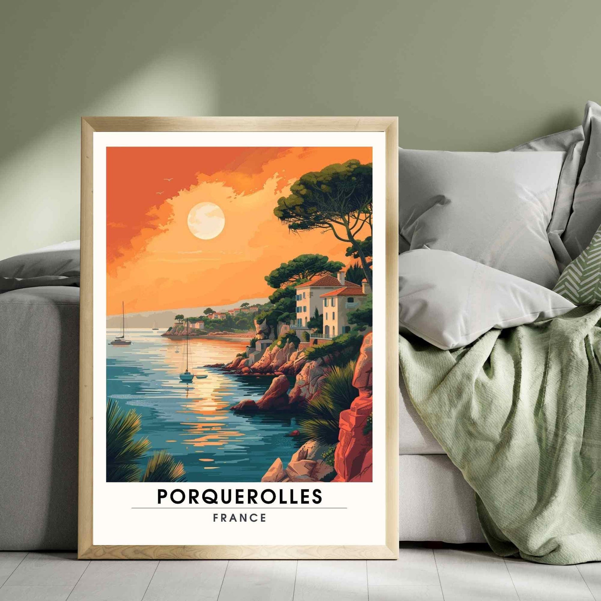 Affiche Île de Porquerolles, France - Impression de voyage Porquerolles au coucher de soleil