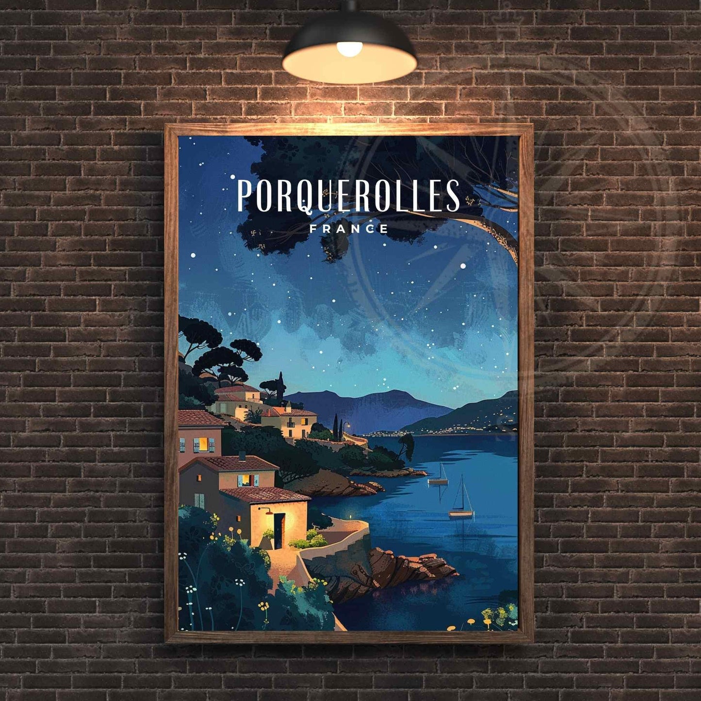 Affiche Île de Porquerolles, France - Impression de voyage Porquerolles la nuit