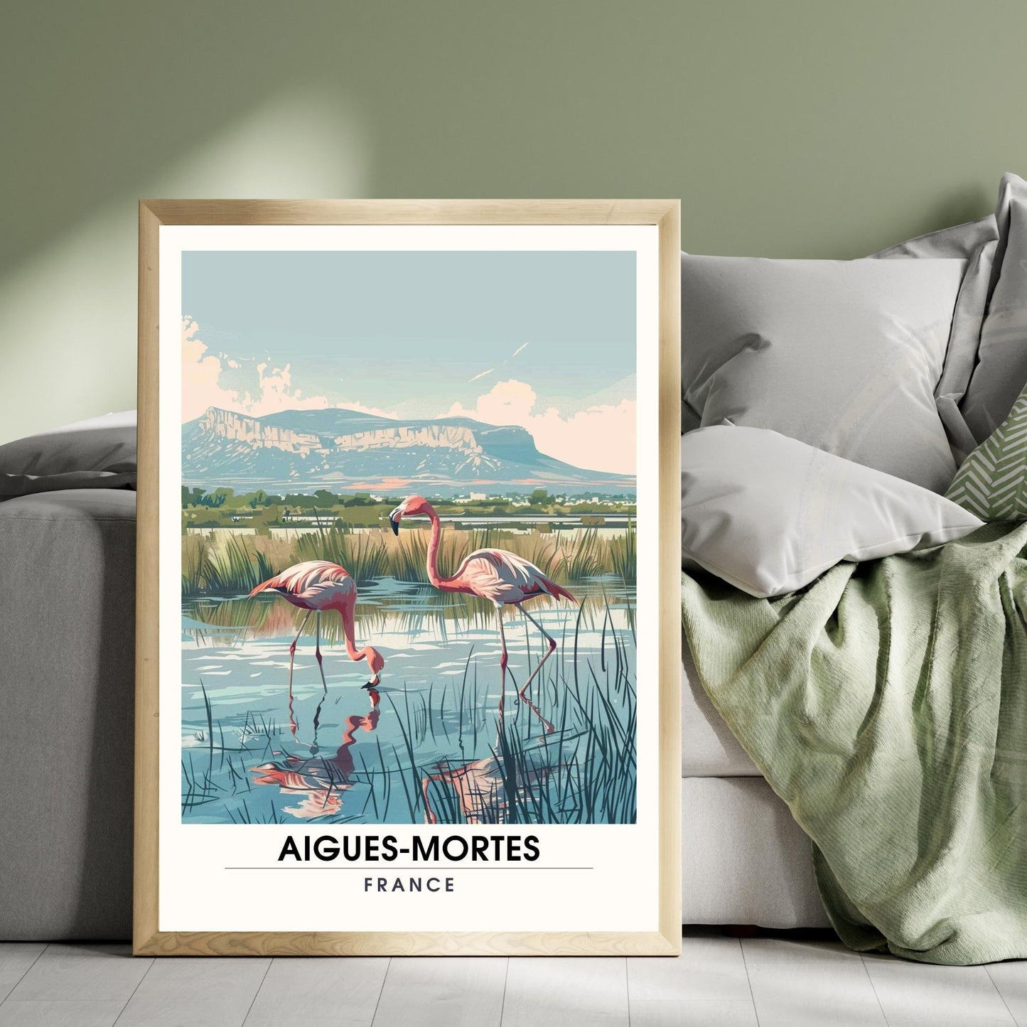 Affiche Aigues-Mortes - Impression Salin d’Aigues-Mortes - Flamant Rose