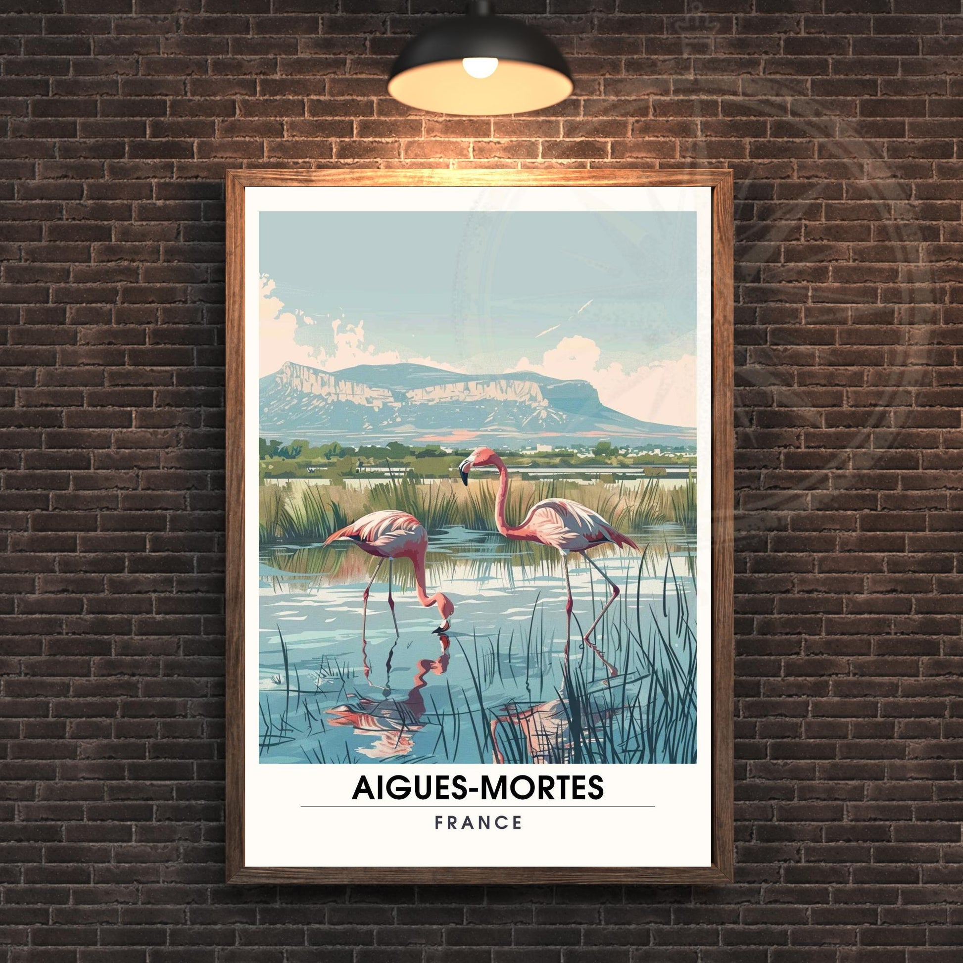 Affiche Aigues-Mortes - Impression Salin d’Aigues-Mortes - Flamant Rose