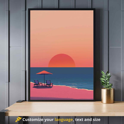 Affiche plage - Affiche Minimaliste plage - Affiche coucher de soleil