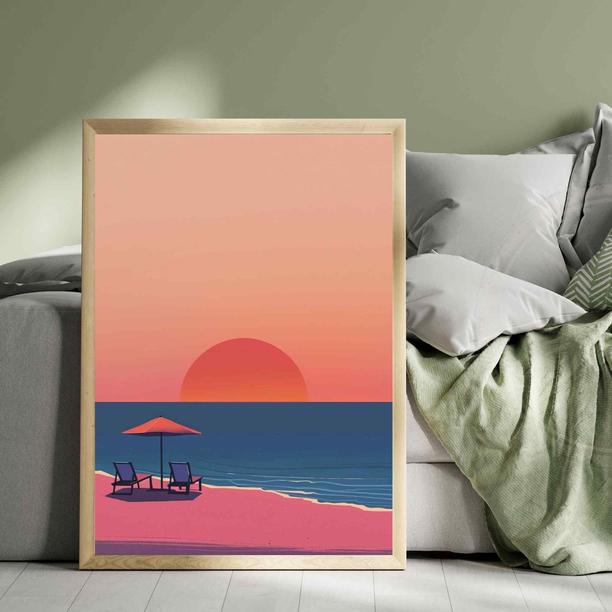 Affiche plage - Affiche Minimaliste plage - Affiche coucher de soleil