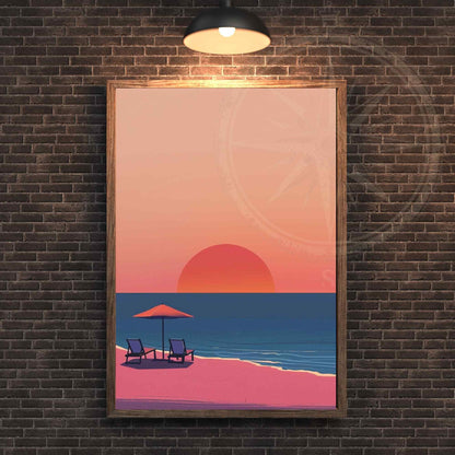 Affiche plage - Affiche Minimaliste plage - Affiche coucher de soleil