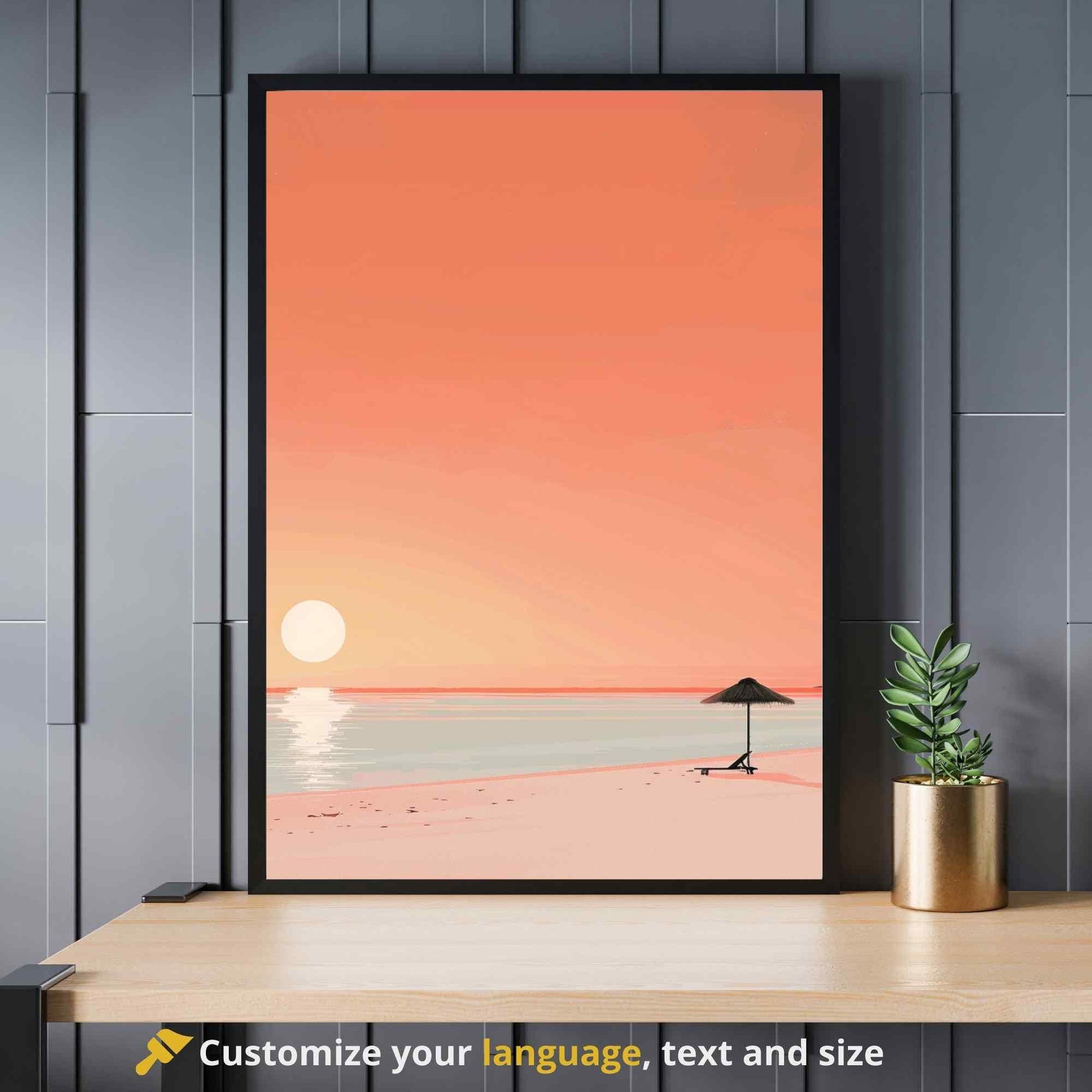 Affiche plage - Affiche Minimaliste plage - Affiche coucher de soleil