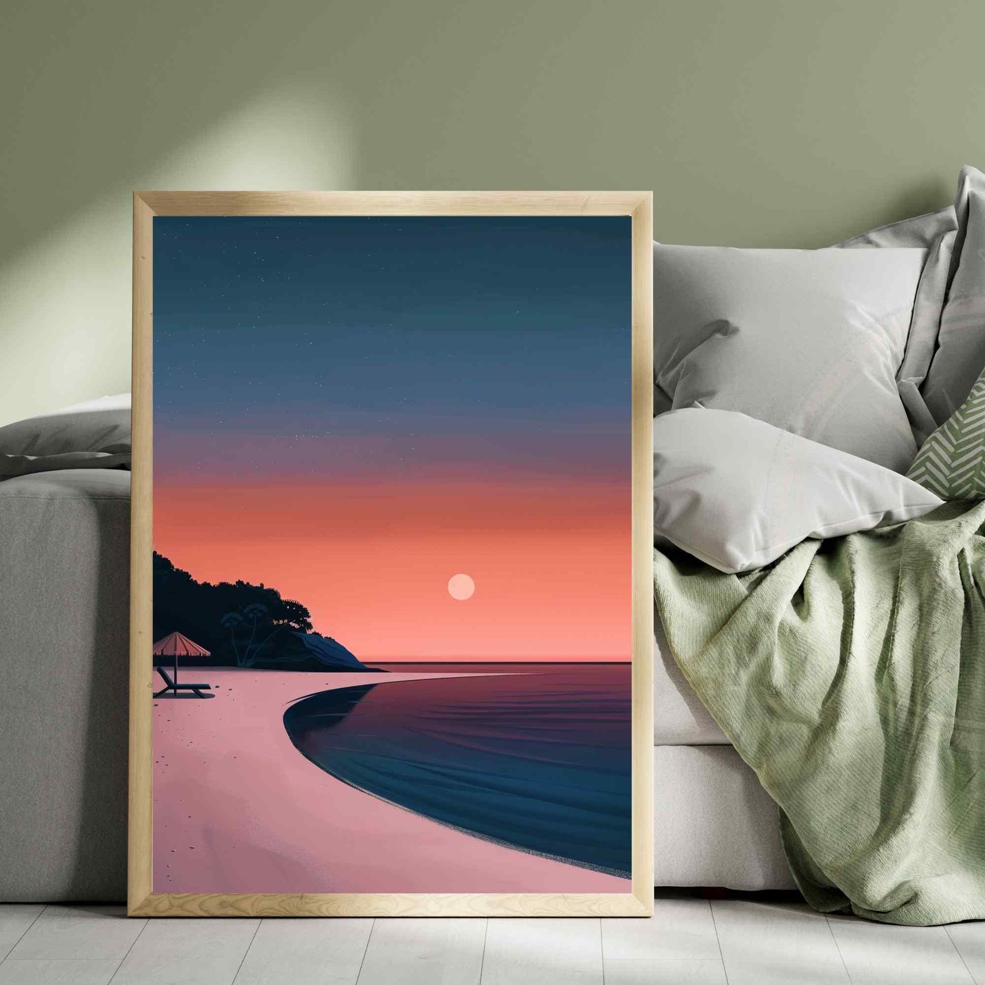 Affiche plage - Affiche Minimaliste plage - Affiche coucher de soleil