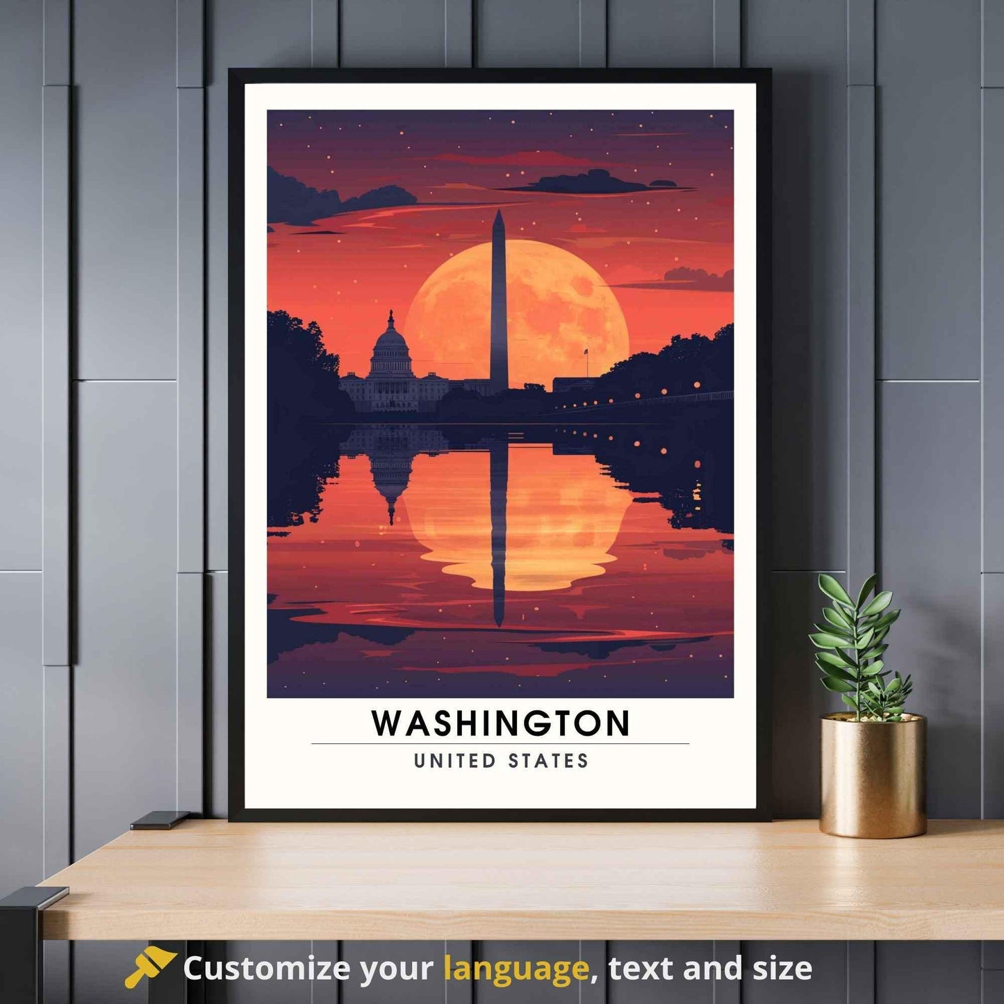 Affiche Washington | Impression Washington au coucher de soleil