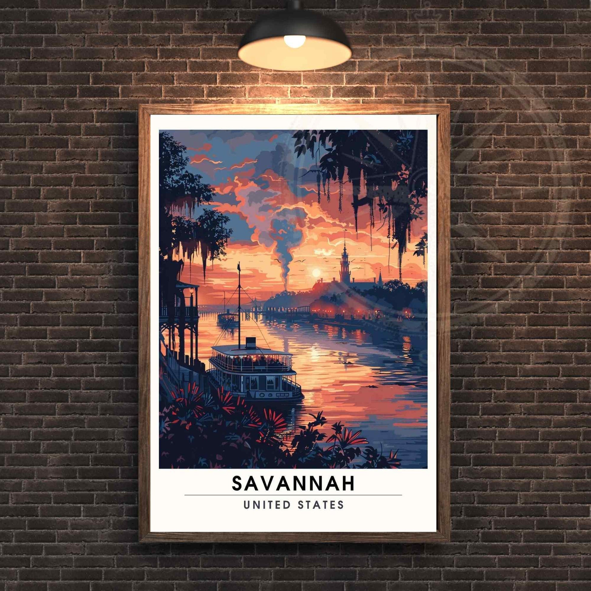 Affiche Savannah, Géorgie| Impression Savannah au coucher de soleil