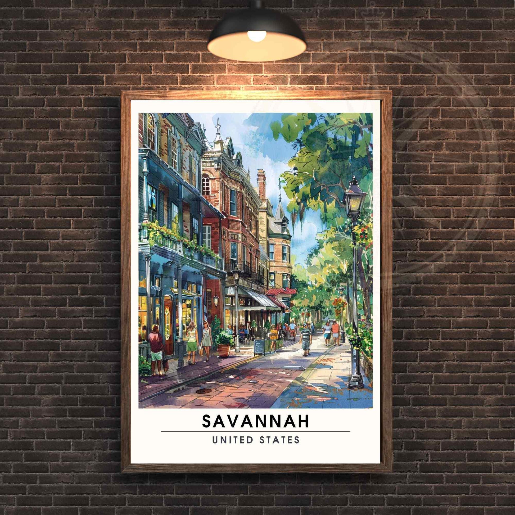 Affiche Savannah, Géorgie| Impression Savannah - Centre ville