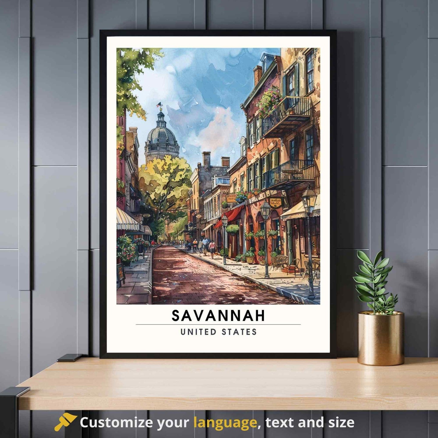 Affiche Savannah, Géorgie| Impression Savannah - Balade dans le Centre ville