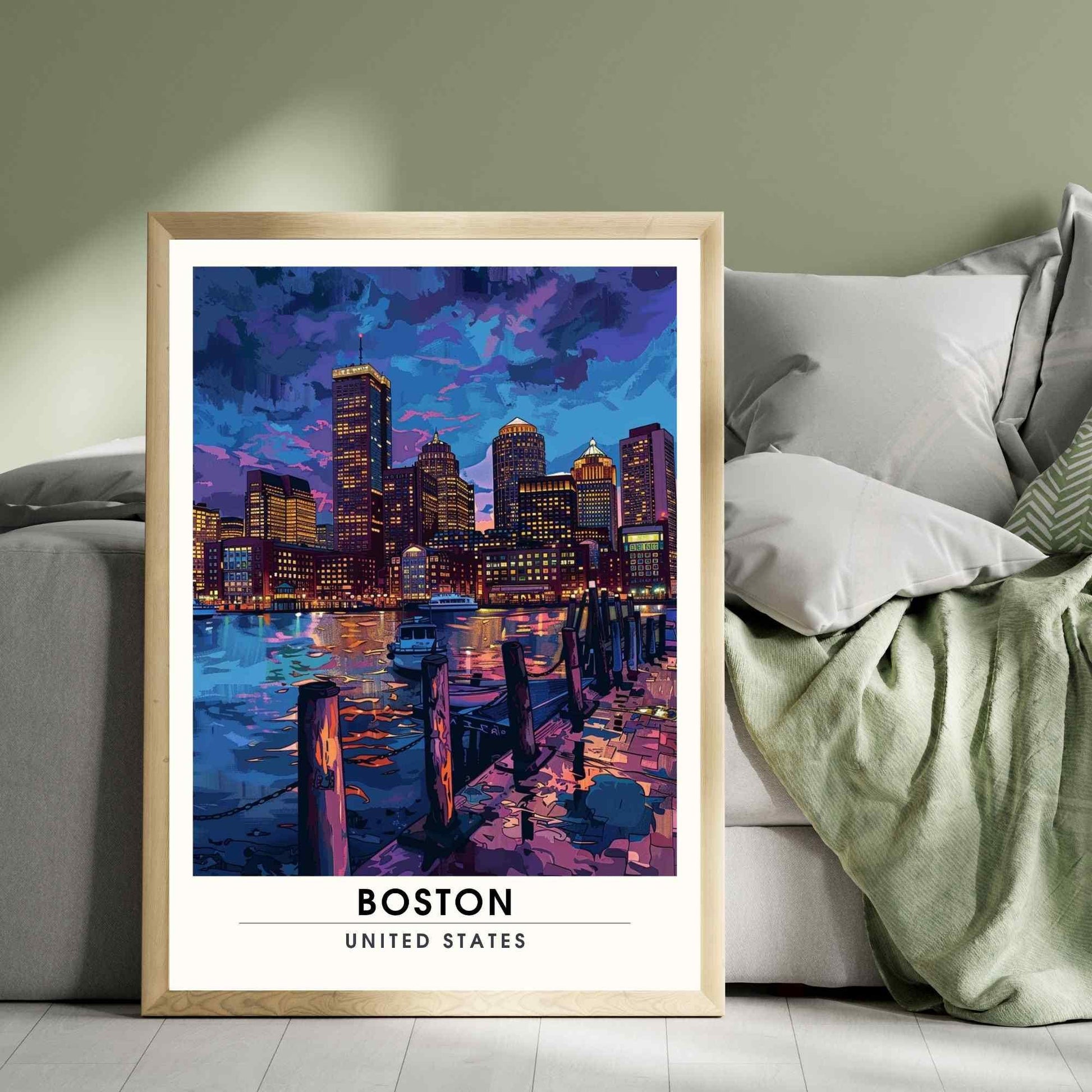 Affiche Boston, Massachusetts | Impression de voyage Boston la nuit