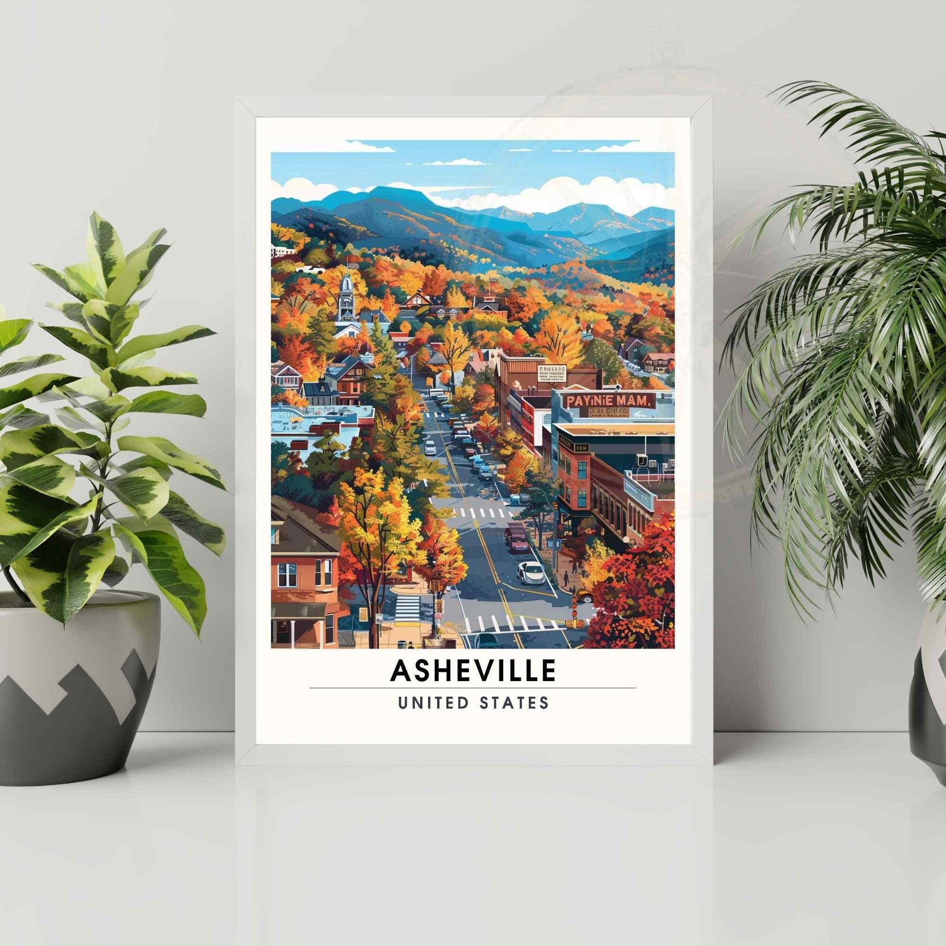 Affiche Asheville, Caroline du Nord | Impression de voyage Asheville