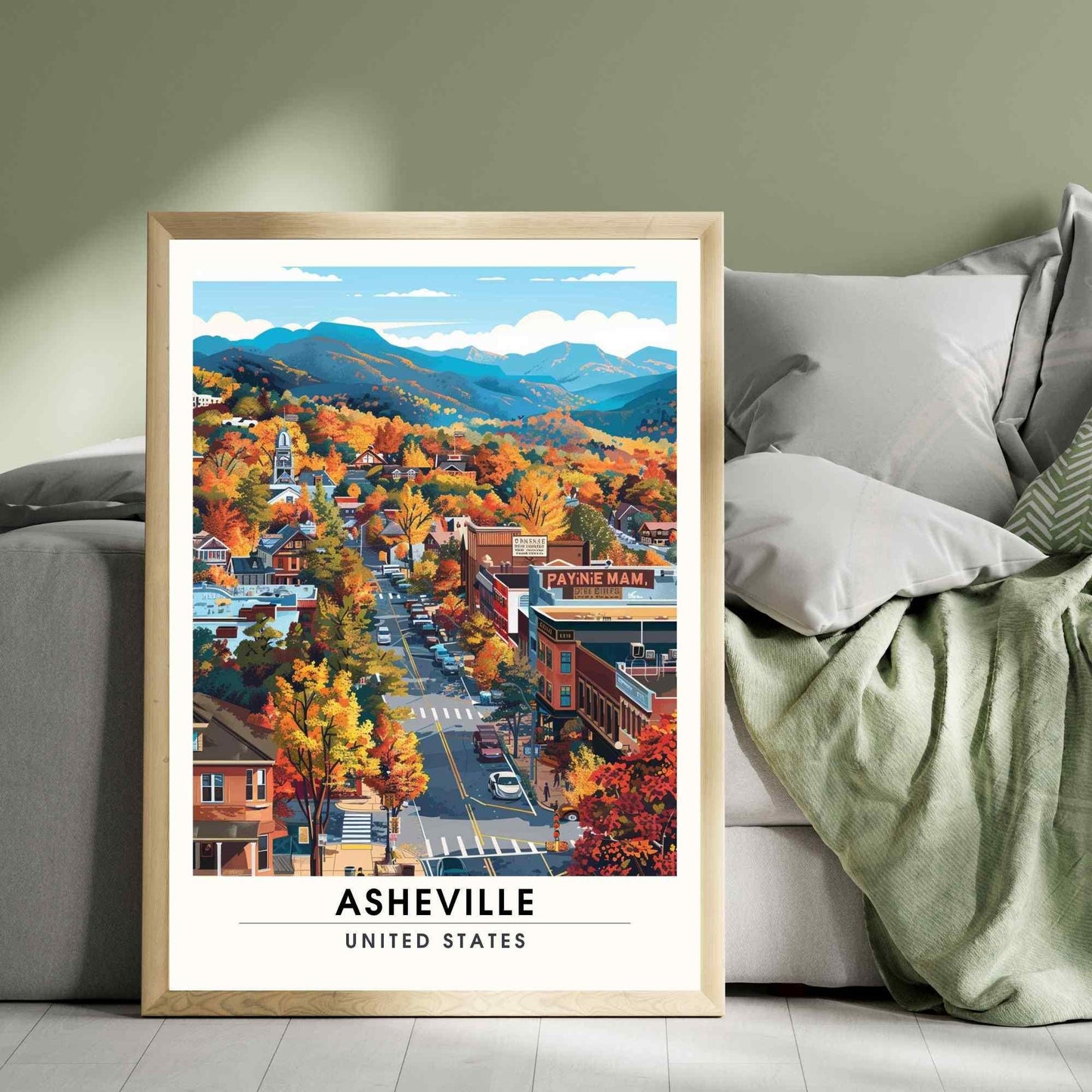 Affiche Asheville, Caroline du Nord | Impression de voyage Asheville