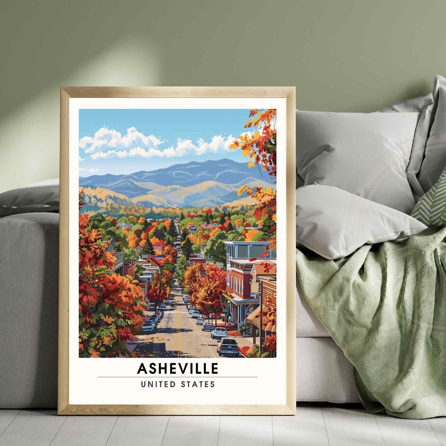 Affiche Asheville, Caroline du Nord | Impression de voyage Asheville