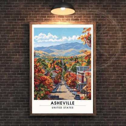 Affiche Asheville, Caroline du Nord | Impression de voyage Asheville