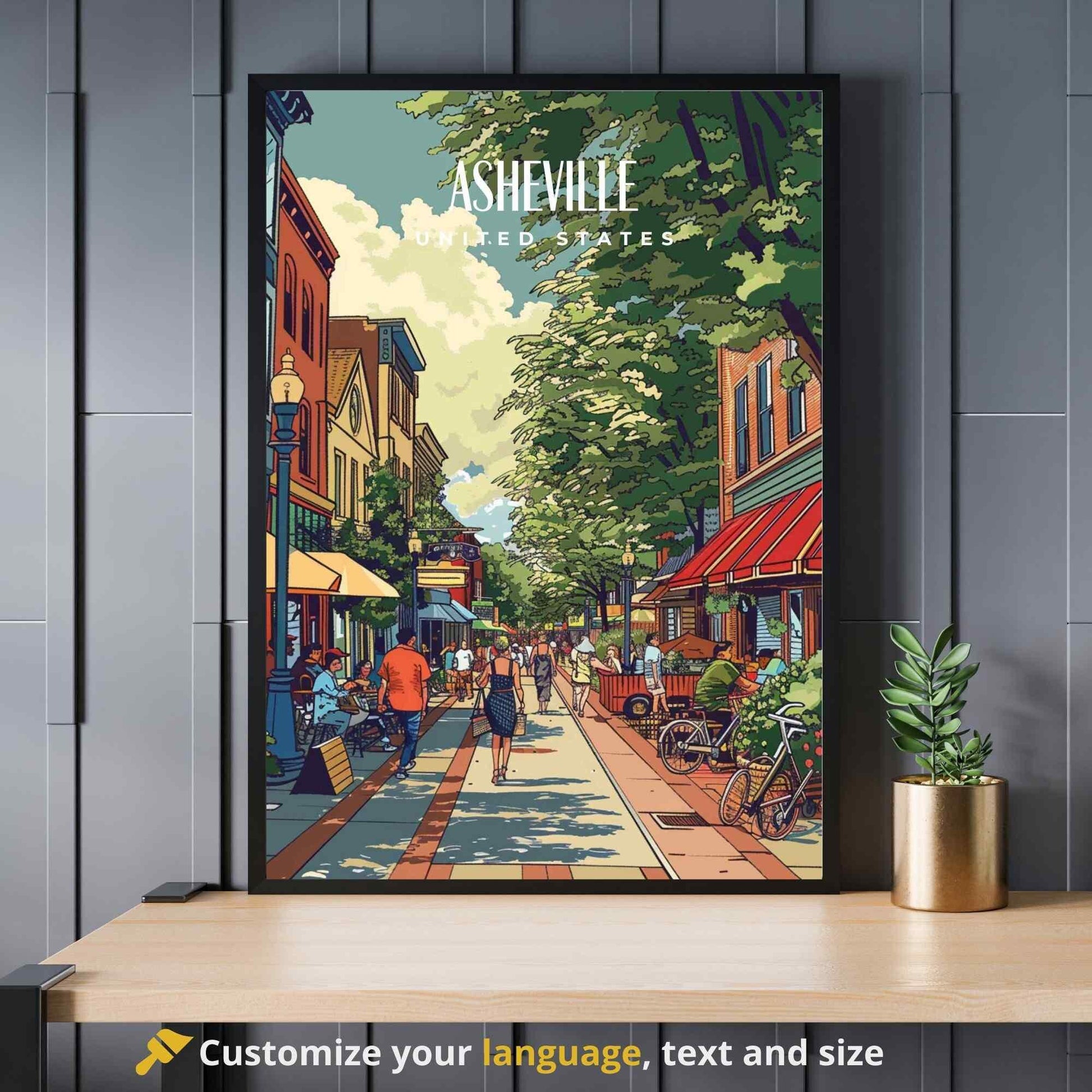 Affiche Asheville, Caroline du Nord | Impression de voyage Asheville