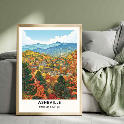 Affiche Asheville, Caroline du Nord | Impression de voyage Asheville