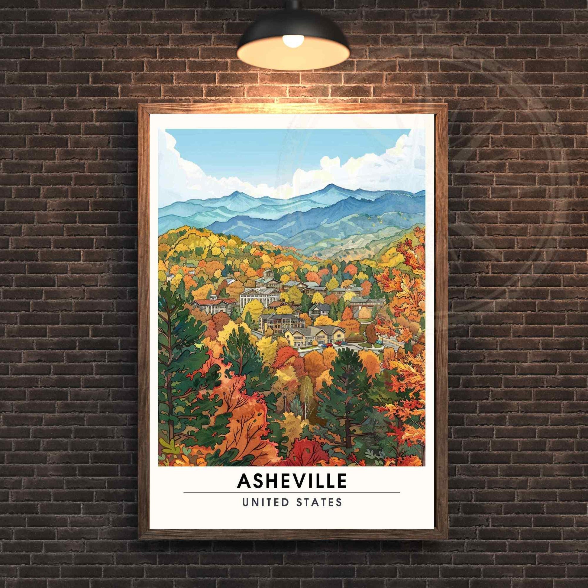 Affiche Asheville, Caroline du Nord | Impression de voyage Asheville