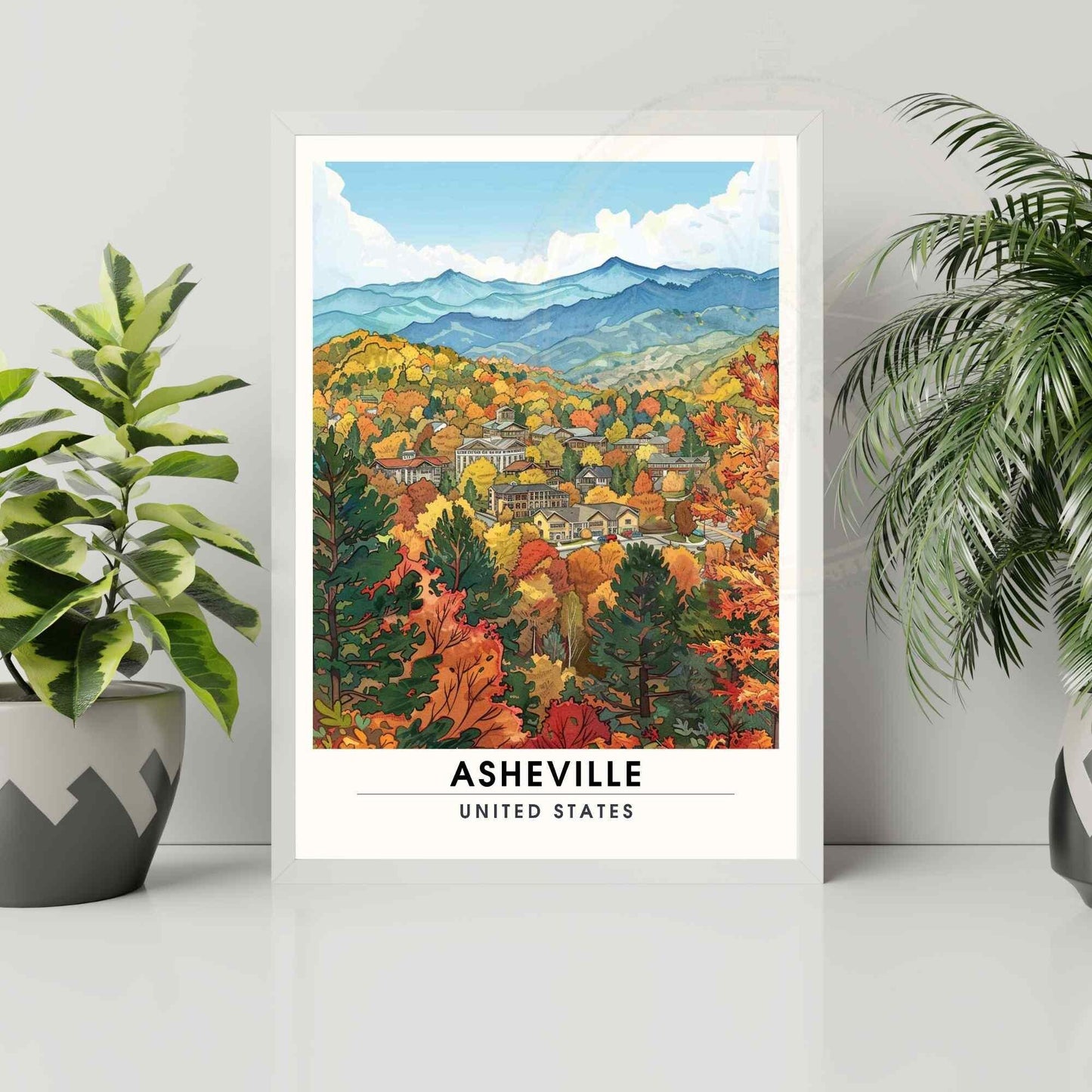 Affiche Asheville, Caroline du Nord | Impression de voyage Asheville