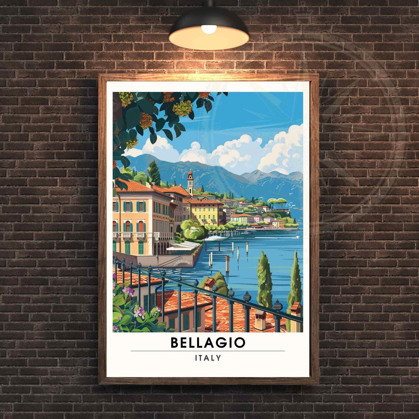 Affiche Bellagio | Impression de voyage Bellagio, italie | Affiche de voyage Lac de Côme