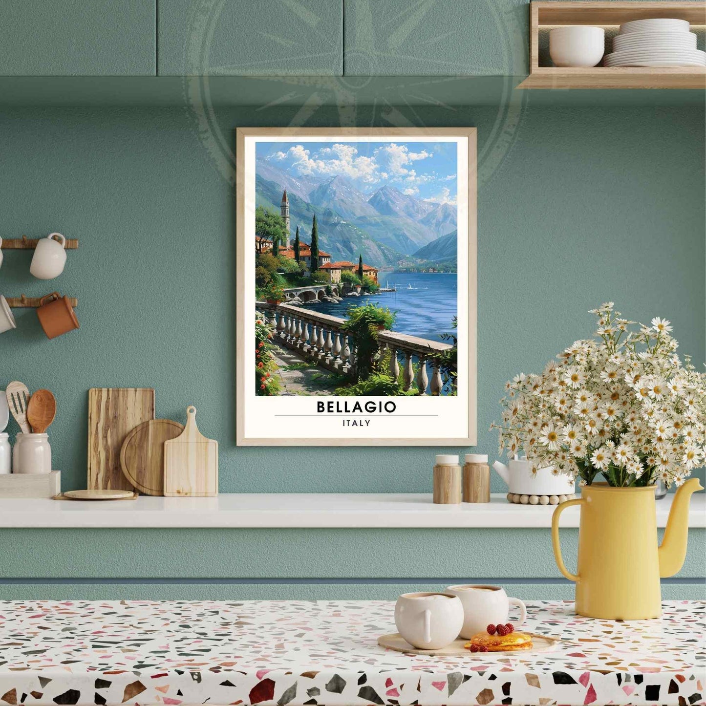 Affiche Bellagio | Impression de voyage Bellagio, italie | Affiche de voyage Lac de Côme