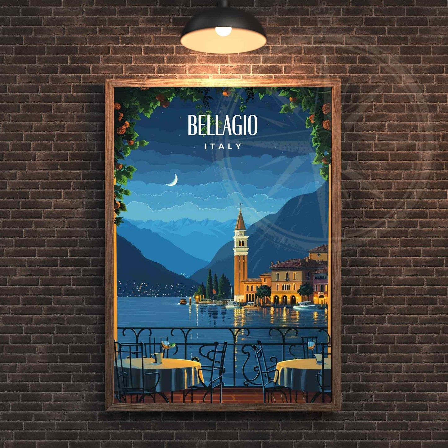 Affiche Bellagio | Impression Bellagio, italie | Lac de Côme la nuit