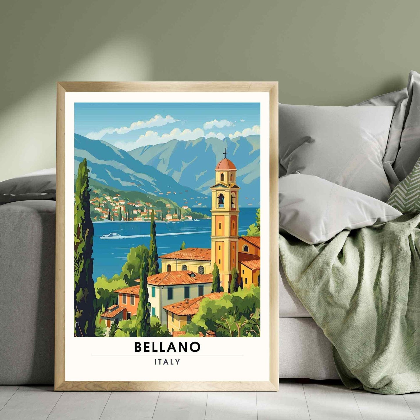 Affiche Bellano | Impression Bellano, Italie | Affiche Lac de Côme - vue sur l'église